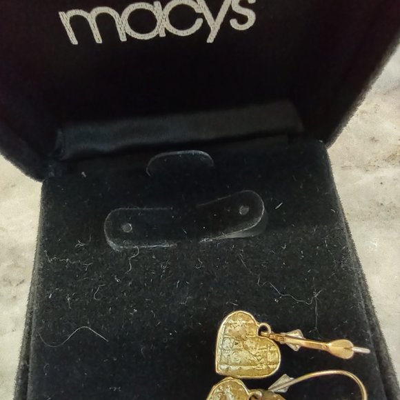 Vintage 10kt gold heart earrings - Picture 2 of 3